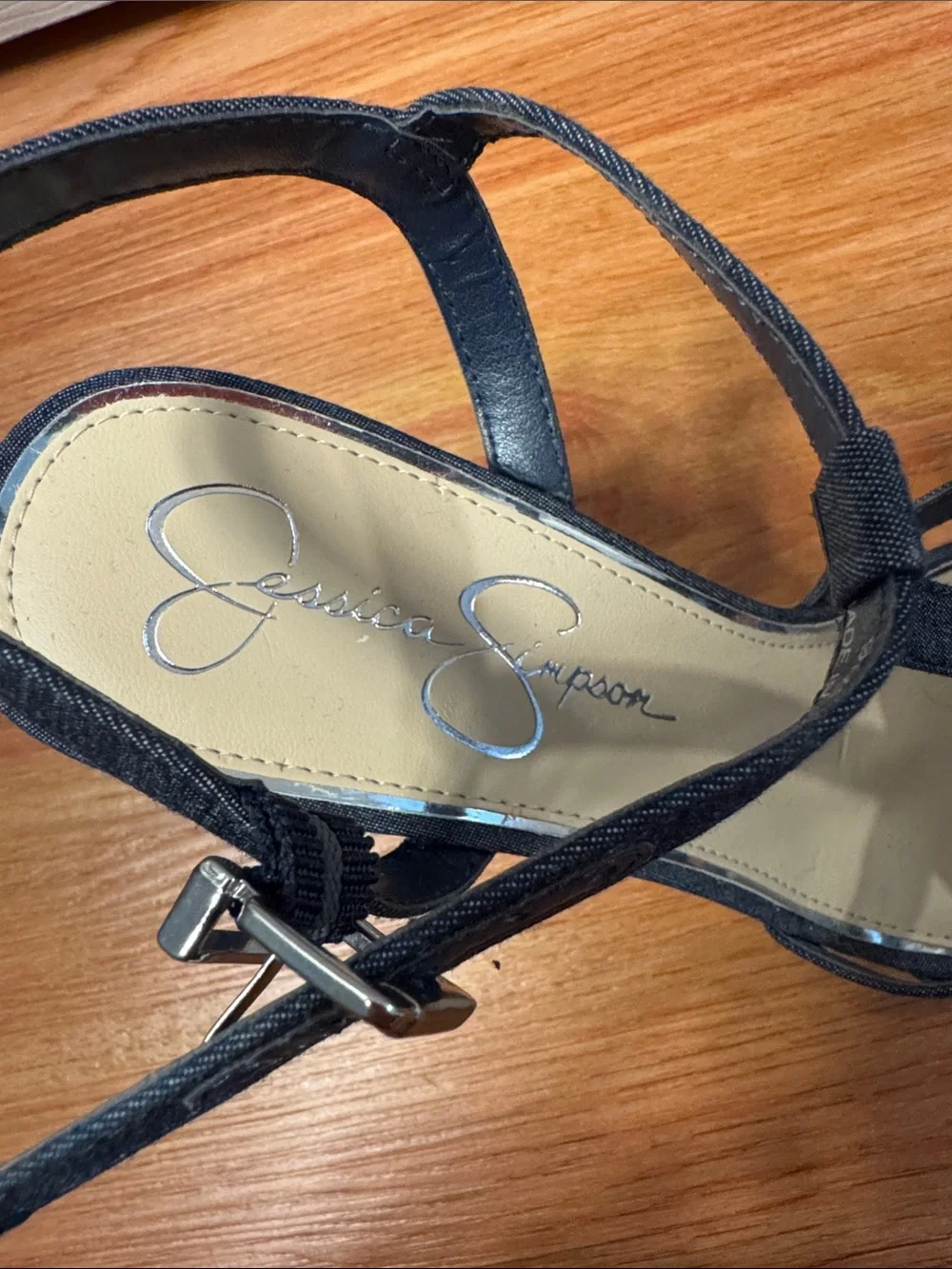 Women’s Jessica Simpson Denim Wedge Sandals with Ankle Strap